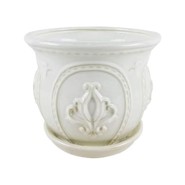 Trendspot CR10152-06D Ceramic Ornate Planter White - 6 in., 2PK 7421779 - main